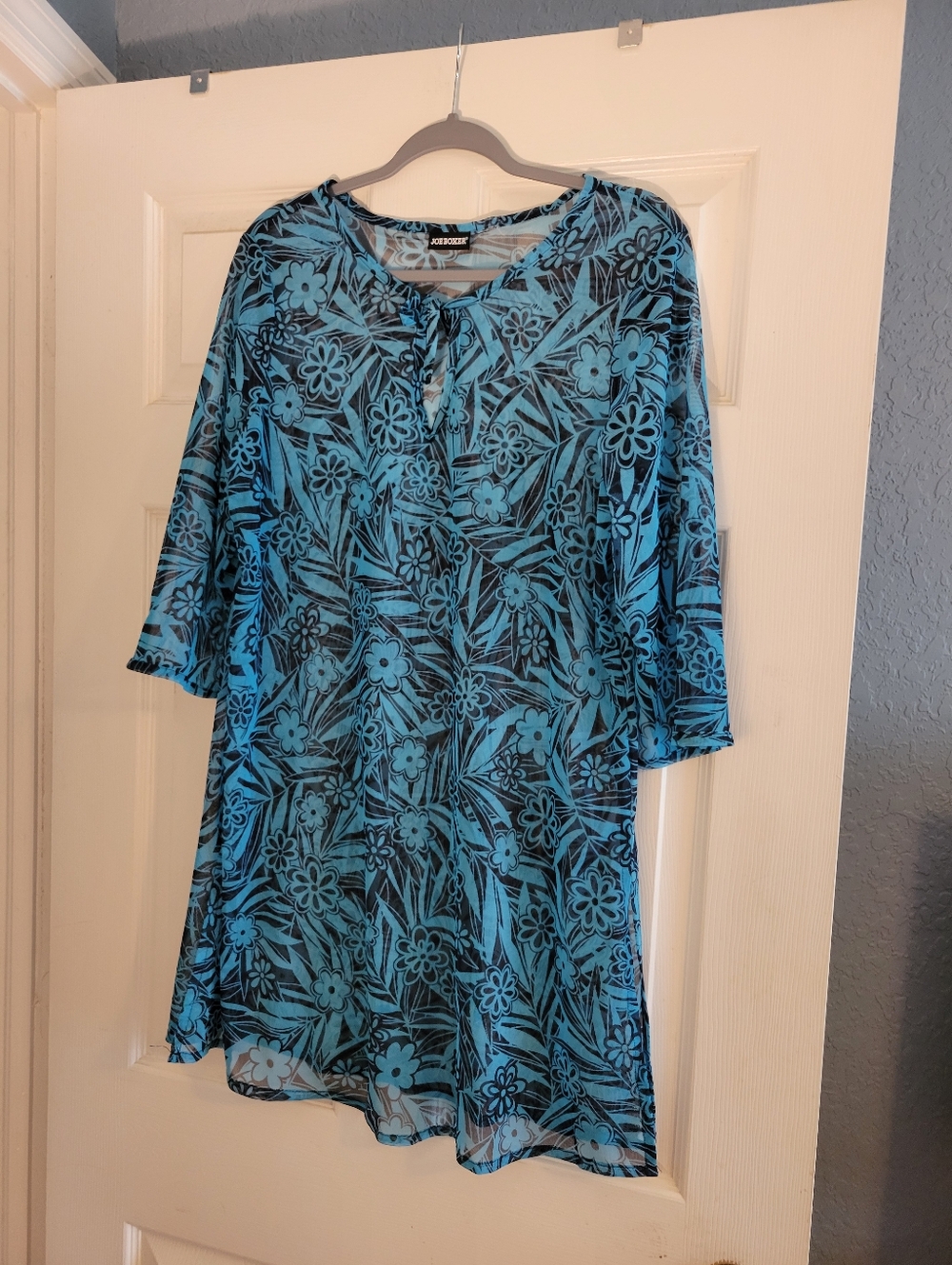 Joe Boxer Blue & Black Floral Swim Coverup
